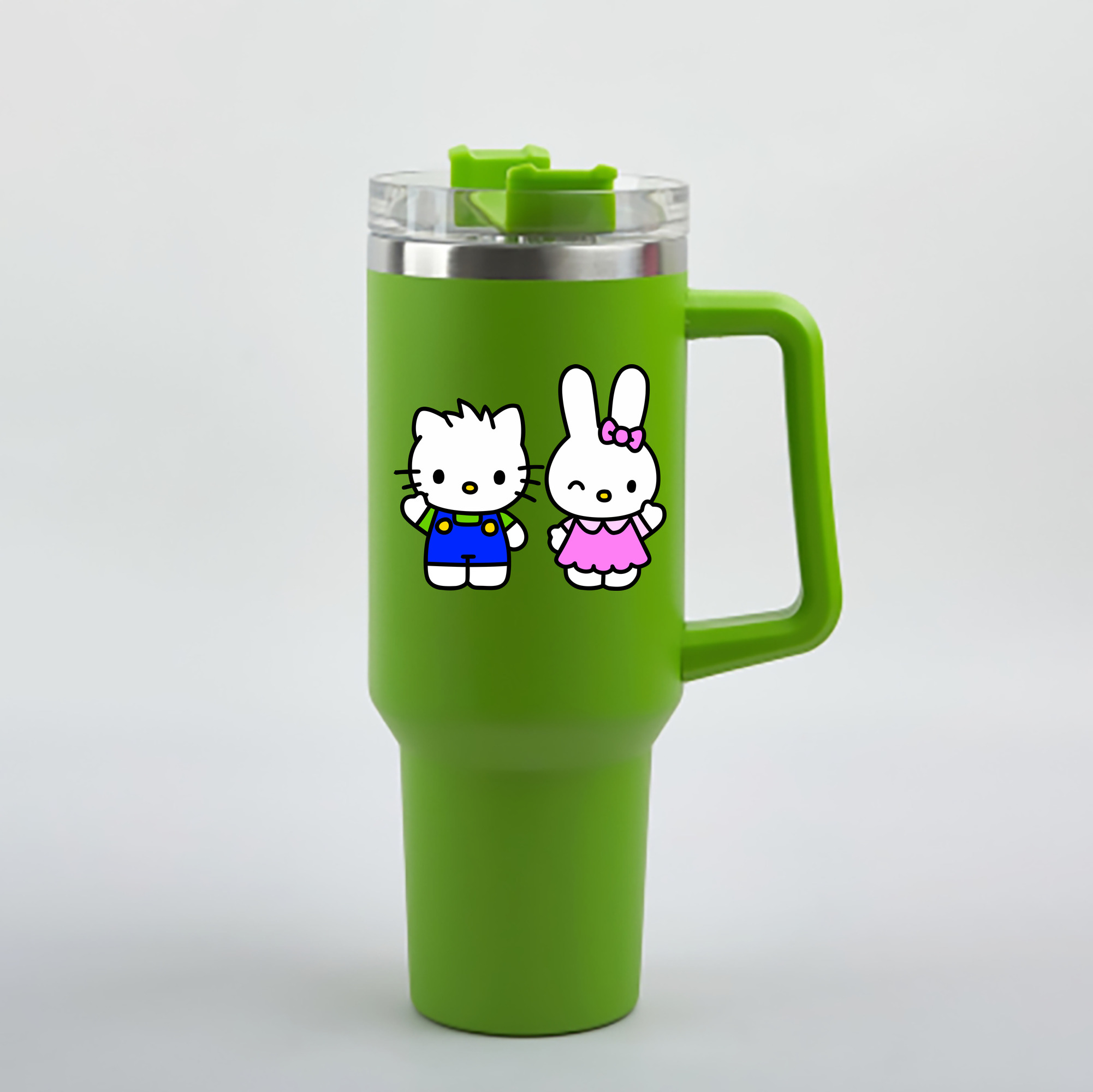 （画像用） Hello Kitty ハローキティ 1200mL車用タンブラー - クリスタルステッカー（プラスチックストロー付き）